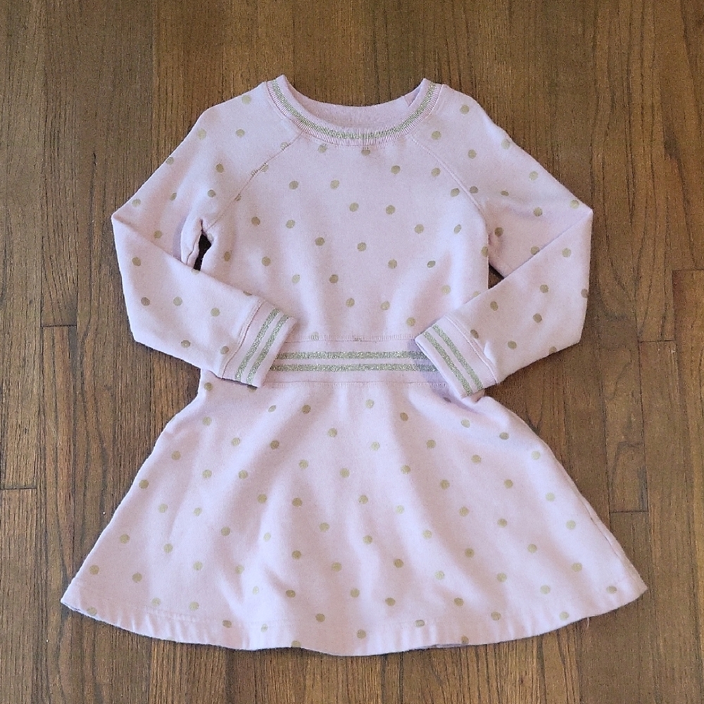 Mini Boden Light Pink Dress with Gold Polka Dots